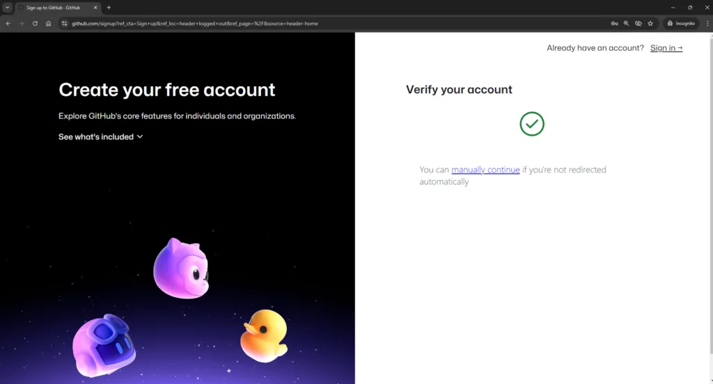Screenshot Github Verified Account